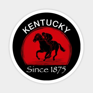 Kentucky Horse Racing Since 1875 Retro Derby Day Tee, Funny Derby Suit Kentucky Jockey Silhouette Design Magnet